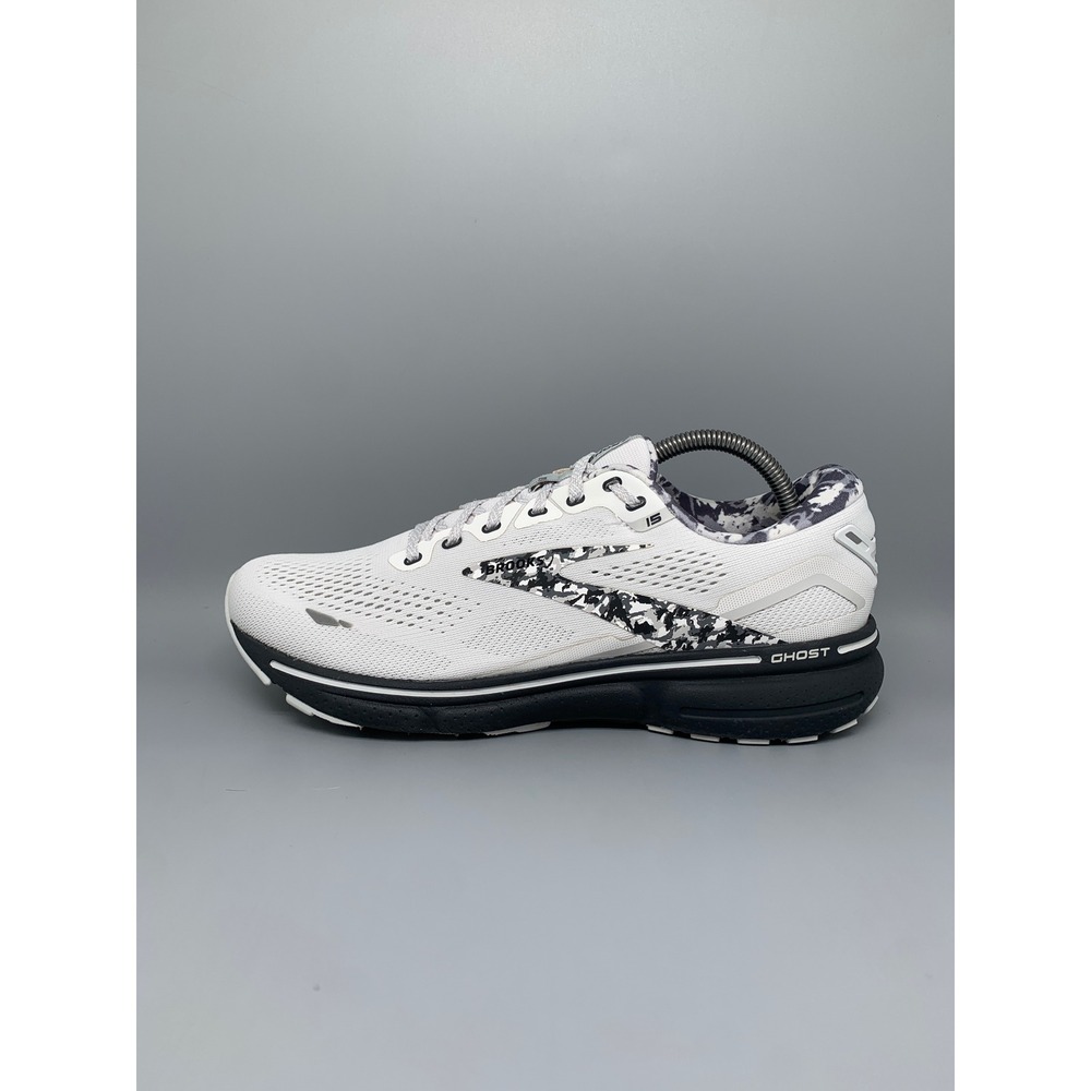 Brooks Ghost 15 White Black Grey Camo Running Shoes 1203801B149 Women's Sz 11 - Picture 8 of 10